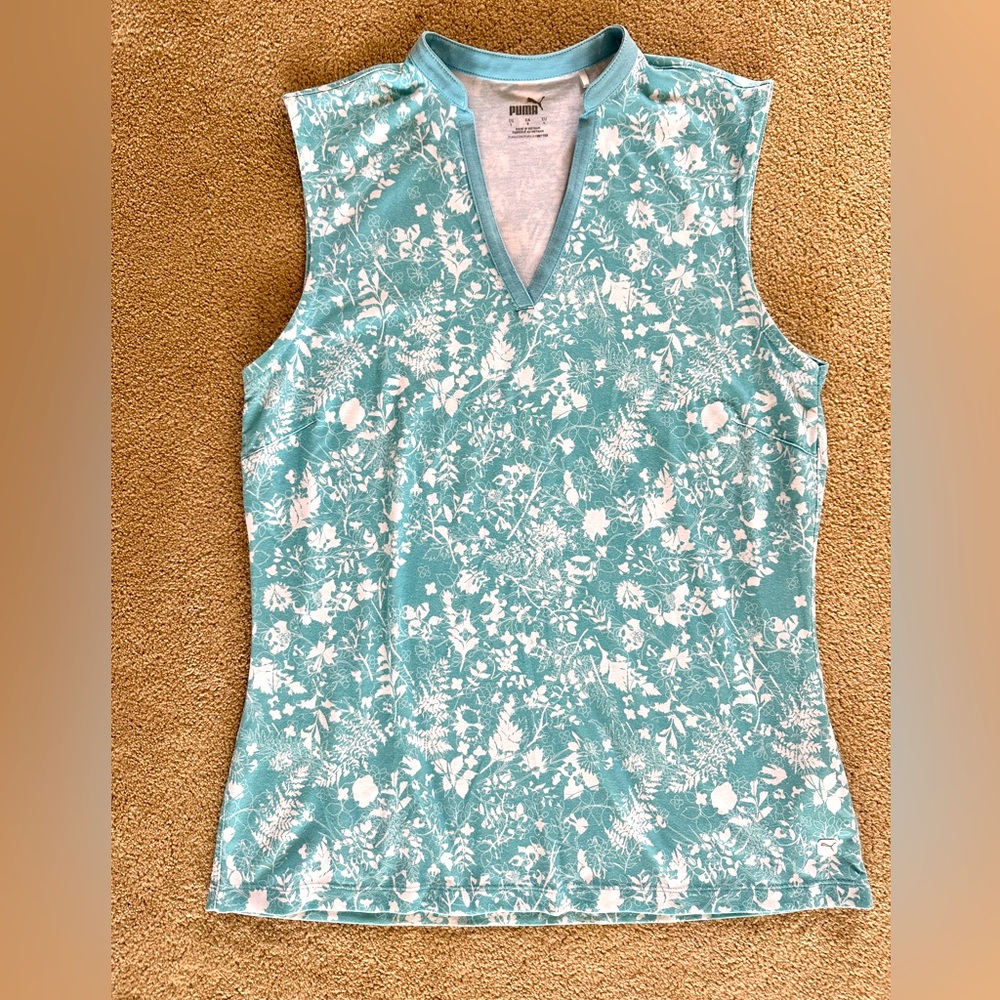 Puma Teal Floral Sleeveless Tank Top